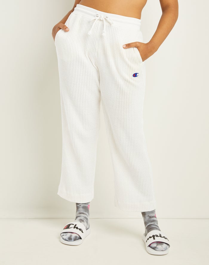 Champion Waffle Knit Wide-Leg Kadın Pantolon Beyaz ( WKSQBT869 )